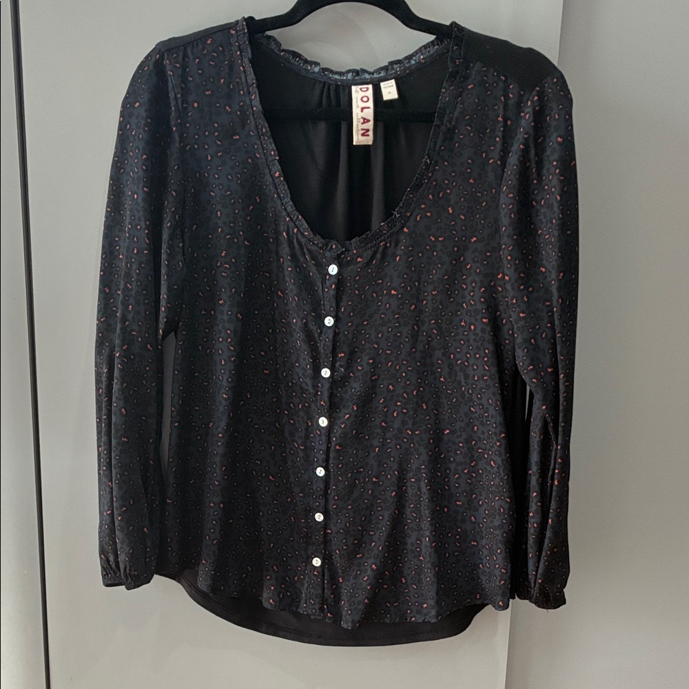 Dolan Black and Red Patterned Blouse